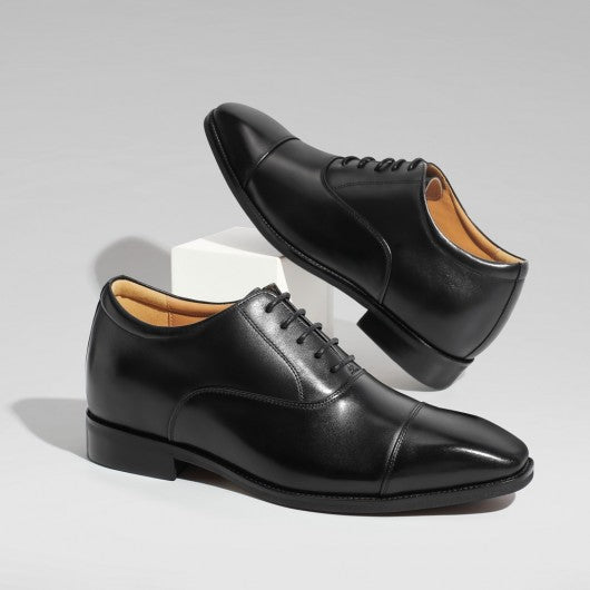 9-LIONS Height Increasing Formal Shoes - Black Leather Men's Oxford Shoes 6CM | 2.36 Inches