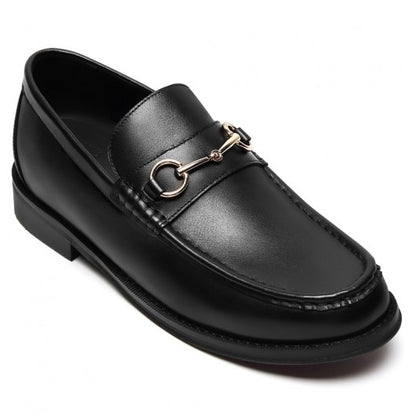 9-LIONS Men's Elevator Loafers - Black Leather Height Increasing Loafer Shoes 5CM / 1.95 Inches