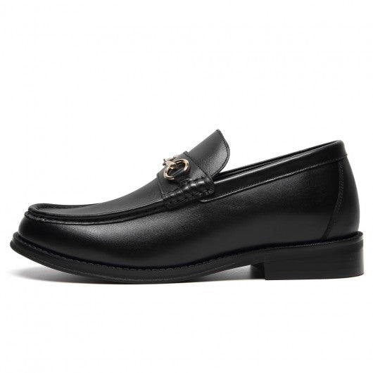 9-LIONS Men's Elevator Loafers - Black Leather Height Increasing Loafer Shoes 5CM / 1.95 Inches
