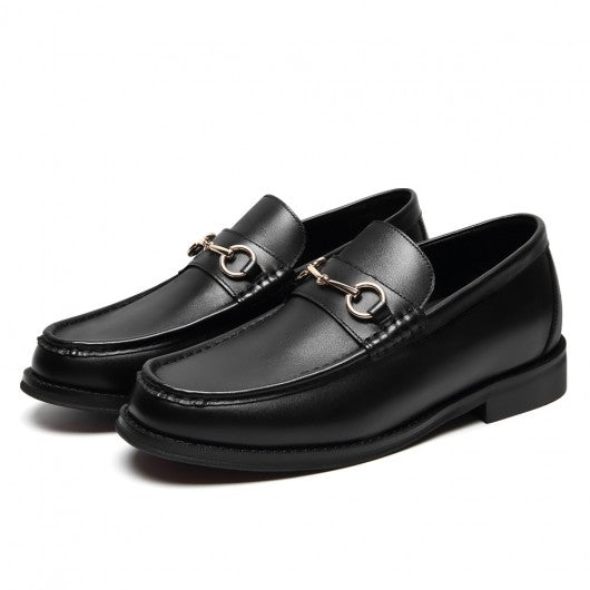 9-LIONS Men's Elevator Loafers - Black Leather Height Increasing Loafer Shoes 5CM / 1.95 Inches