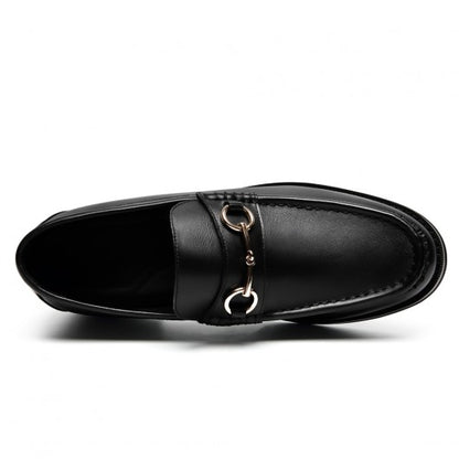 9-LIONS Men's Elevator Loafers - Black Leather Height Increasing Loafer Shoes 5CM / 1.95 Inches