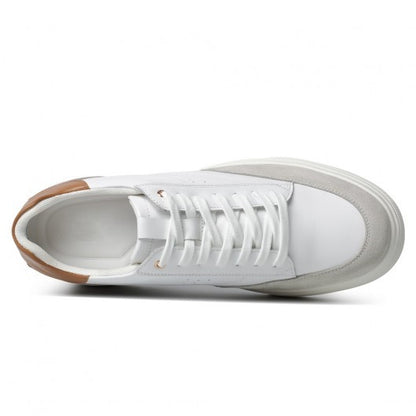 9-LIONS Elevator Shoes For Men - White Leather Casual Taller Shoes 8CM / 3.15 inches