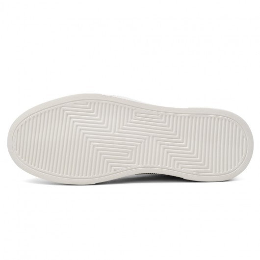 9-LIONS Casual Elevator Shoes For Men - White Leather Height Increasing Sneaker 8CM / 3.15 Inches
