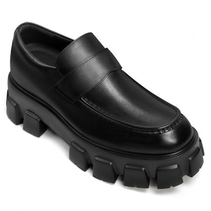 9-LIONS Black Calfskin Men's Loafer Shoes that Make you Taller 2.76 Inches / 7 CM