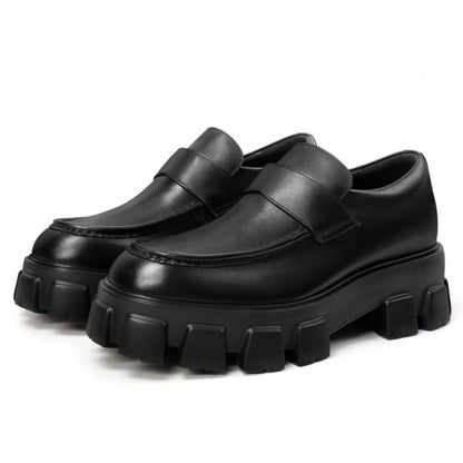 9-LIONS Black Calfskin Men's Loafer Shoes that Make you Taller 2.76 Inches / 7 CM