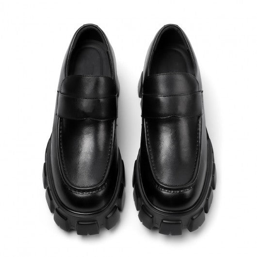 9-LIONS Black Calfskin Men's Loafer Shoes that Make you Taller 2.76 Inches / 7 CM