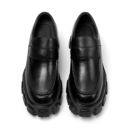 9-LIONS Black Calfskin Men's Loafer Shoes that Make you Taller 2.76 Inches / 7 CM