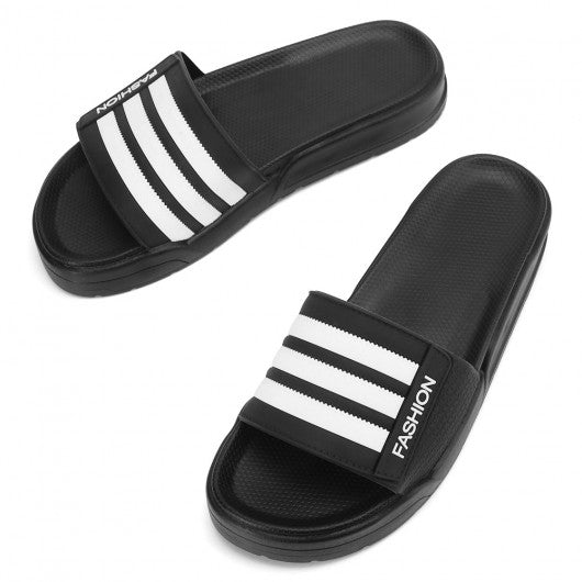9-LIONS men's platform slippers height increasing slippers black non slip indoor outdoor sandals 4CM / 1.57 Inches taller