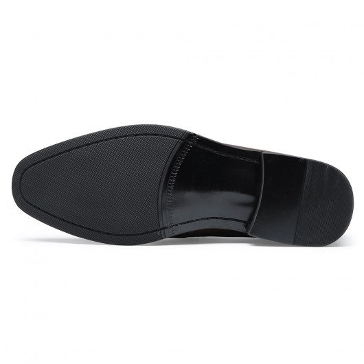 9-LIONS Height Increasing Shoes Formal Tall Men Shoes Khaki Slip on Penny Loafers 7 CM / 2.76 Inches Taller