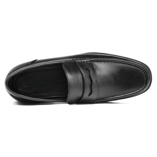 9-LIONS mens elevator loafers - high heel lifting shoes - black men's penny loafers 6CM / 2.36 inches