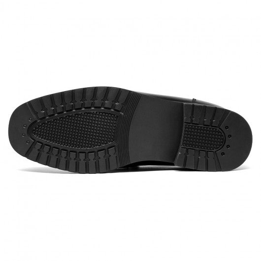 9-LIONS mens elevator loafers - high heel lifting shoes - black men's penny loafers 6CM / 2.36 inches