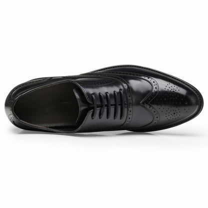 9-LIONS men's elevator shoes men's high heel dress shoes black leather oxford brogues 8CM/3.15 Inches