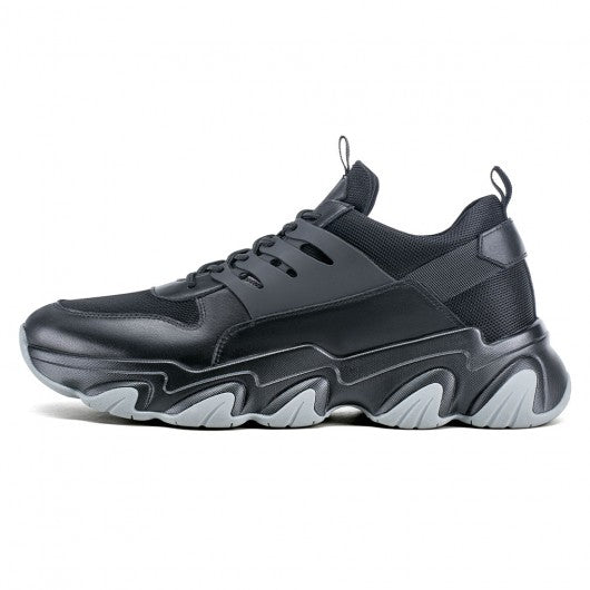 9-LIONS height increase sneakers - sneakers that make you taller - black breathable fashion men walking shoes 7 CM / 2.76 Inches
