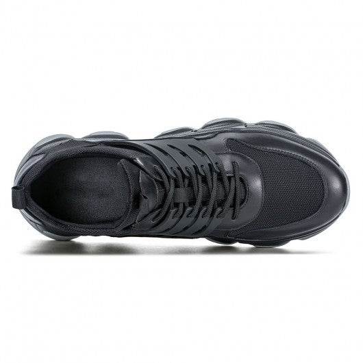 9-LIONS height increase sneakers - sneakers that make you taller - black breathable fashion men walking shoes 7 CM / 2.76 Inches