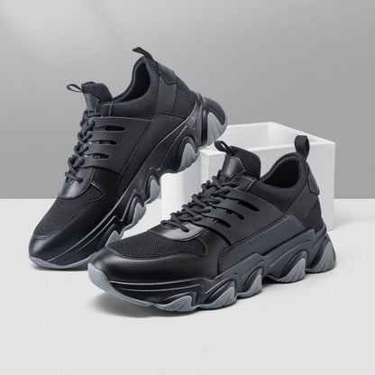 9-LIONS height increase sneakers - sneakers that make you taller - black breathable fashion men walking shoes 7 CM / 2.76 Inches