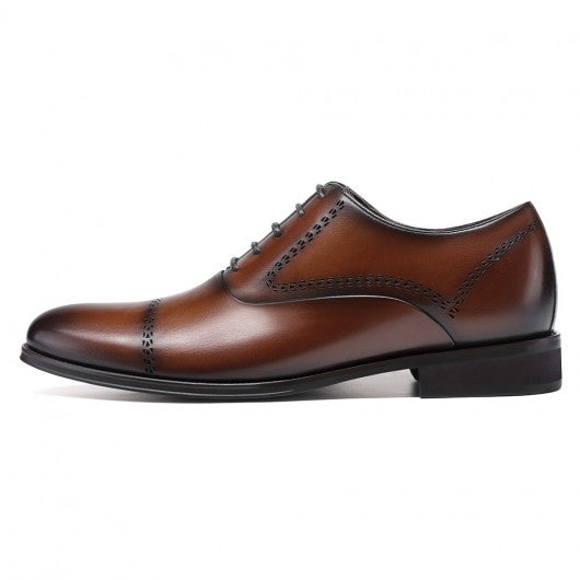 9-LIONS height increasing formal shoes - elevator heels - Brown Men's Oxford Shoes 8 CM / 3.15 inches
