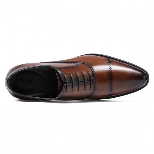 9-LIONS height increasing formal shoes - elevator heels - Brown Men's Oxford Shoes 8 CM / 3.15 inches