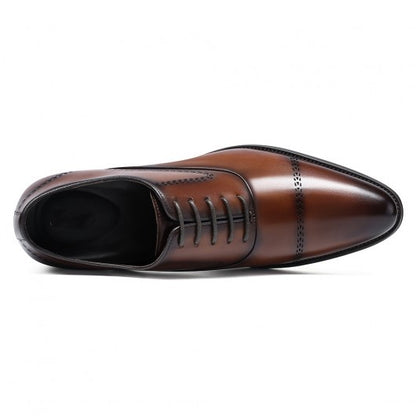 9-LIONS height increasing formal shoes - elevator heels - Brown Men's Oxford Shoes 8 CM / 3.15 inches
