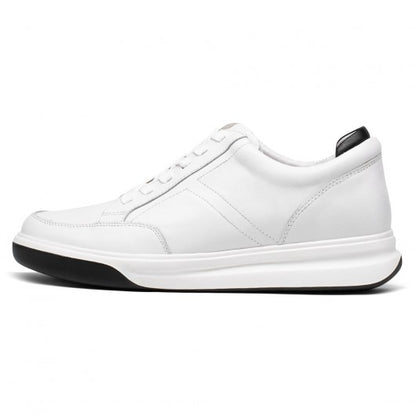 9-LIONS elevator sneakers for men - white leather hidden heel shoes - sneaker to increase height 7CM / 2.76 Inches