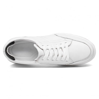 9-LIONS elevator sneakers for men - white leather hidden heel shoes - sneaker to increase height 7CM / 2.76 Inches