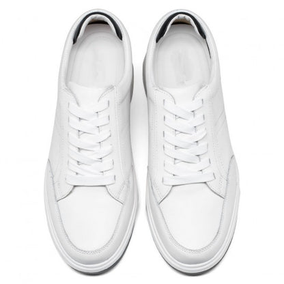 9-LIONS elevator sneakers for men - white leather hidden heel shoes - sneaker to increase height 7CM / 2.76 Inches