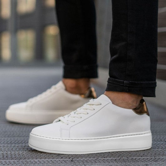 9-LIONS mens shoes with height - mens elevator shoes - White leather casual tall men shoes 7 CM / 2.76 Inches