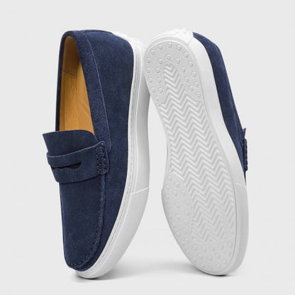 9-LIONS Height Increasing Slip On Shoes - Blue Suede Casual Taller Shoes For Men 2.36 Inches / 6 CM