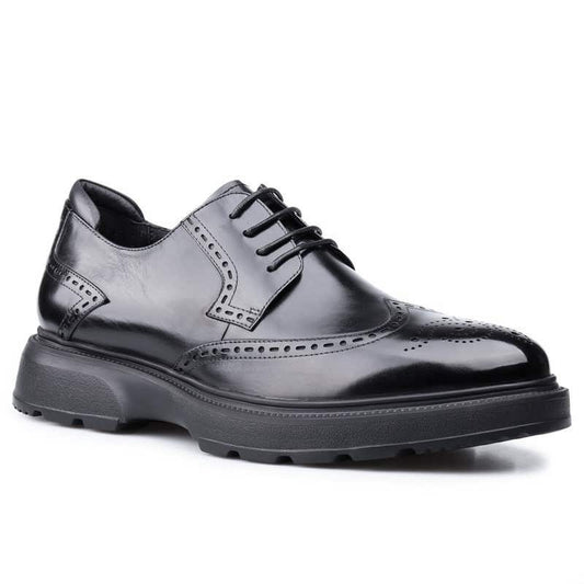 9-LIONS Height Increasing Dress Shoes - Black Leather Derby Shoes 7CM / 2.76 Inches