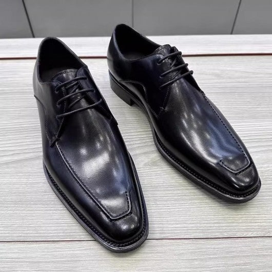 9-LIONS Elevator Dress Shoes - Black Derby Shoes that Add Height 7CM / 2.76 Inches