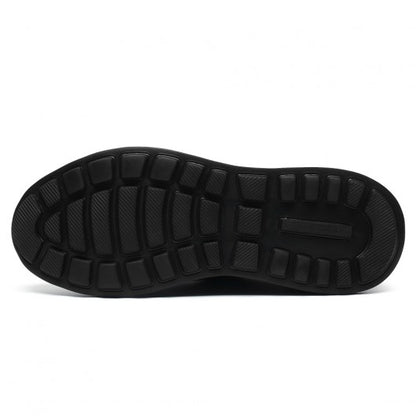 9-LIONS elevator sneakers for men - black Knit Fabric height increasing sports shoes 7CM / 2.76 Inches