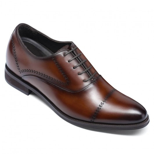 9-LIONS height increasing formal shoes - elevator heels - Brown Men's Oxford Shoes 8 CM / 3.15 inches