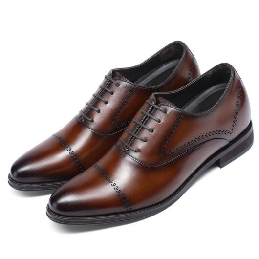 9-LIONS height increasing formal shoes - elevator heels - Brown Men's Oxford Shoes 8 CM / 3.15 inches