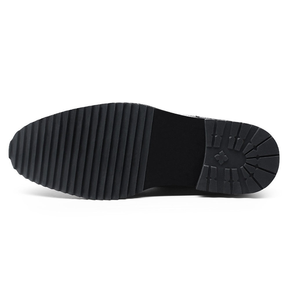 9-LIONS Hidden Elevator Shoes - Mens Boots That Make You Taller - Black Brogue Boots 10 CM / 3.94 Inches