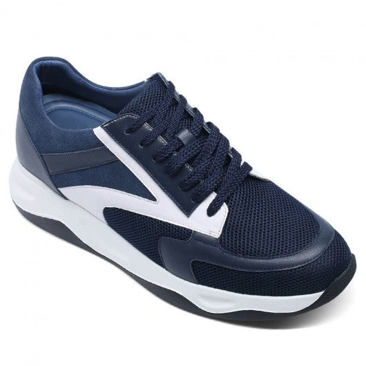 9-LIONS mens raised shoes - height elevator shoes - breathable blue sneaker for men 8CM / 3.15 inches