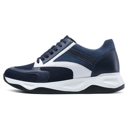 9-LIONS mens raised shoes - height elevator shoes - breathable blue sneaker for men 8CM / 3.15 inches