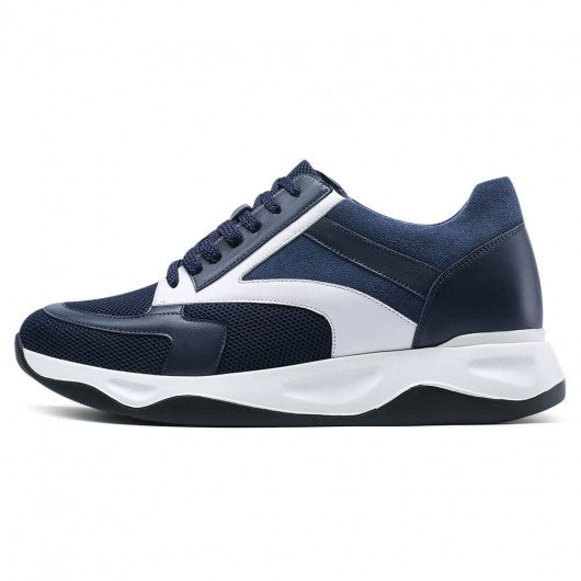 9-LIONS mens raised shoes - height elevator shoes - breathable blue sneaker for men 8CM / 3.15 inches