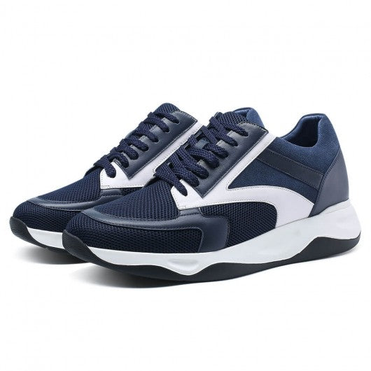 9-LIONS mens raised shoes - height elevator shoes - breathable blue sneaker for men 8CM / 3.15 inches
