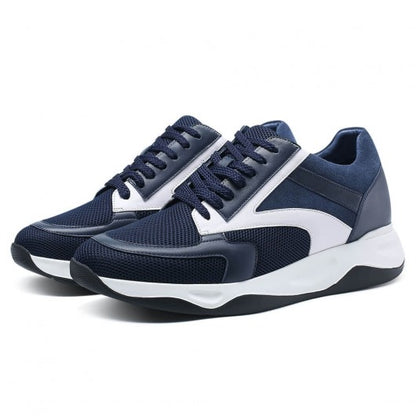 9-LIONS mens raised shoes - height elevator shoes - breathable blue sneaker for men 8CM / 3.15 inches