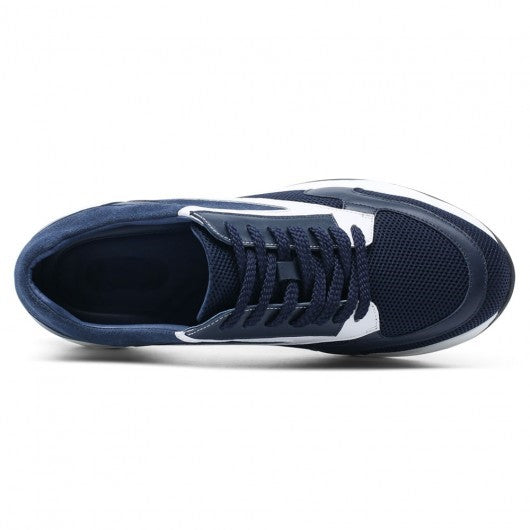 9-LIONS mens raised shoes - height elevator shoes - breathable blue sneaker for men 8CM / 3.15 inches