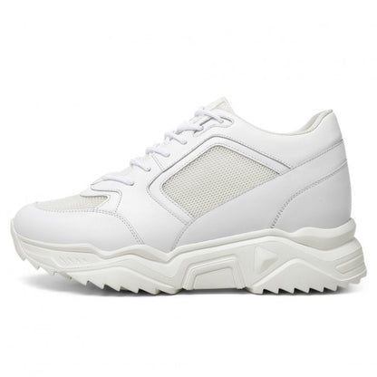 9-LIONS Height Increasing Sneakers for Men - White Leather Shoes That Make You Taller 10CM / 3.94 Inches