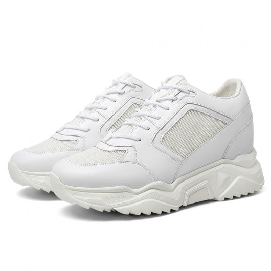 9-LIONS Height Increasing Sneakers for Men - White Leather Shoes That Make You Taller 10CM / 3.94 Inches
