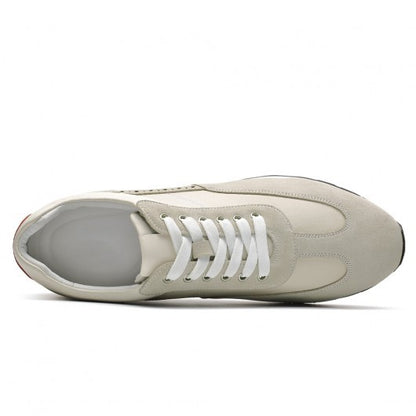 9-LIONS Casual Elevator Shoes - Off-White Suede Men's Shoes 2.76 Inches / 7CM
