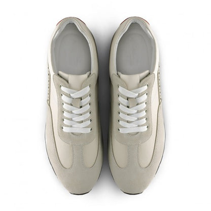 9-LIONS Casual Elevator Shoes - Off-White Suede Men's Shoes 2.76 Inches / 7CM