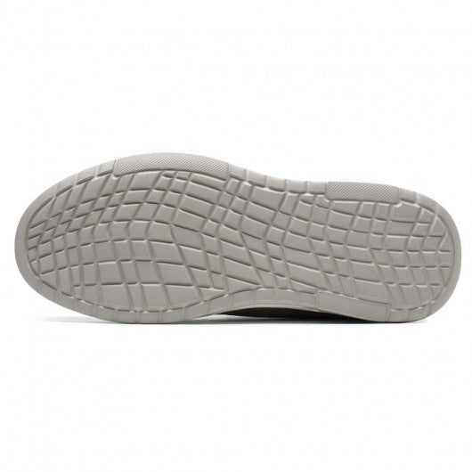 9-LIONS Height Increasing Sneakers - Gray Nubuck Leather Men's Height Increasing Casual Shoes 7CM / 2.76 Inches