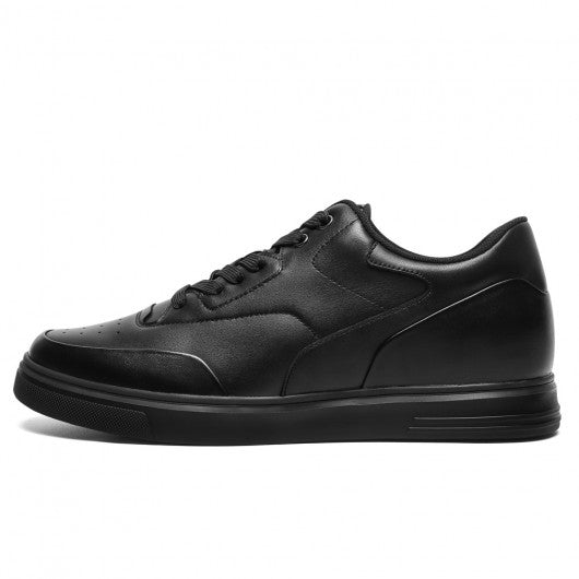 9-LIONS Casual Elevator Shoes For Men - Black Leather Raised Heel Shoes 6CM | 2.36 Inches