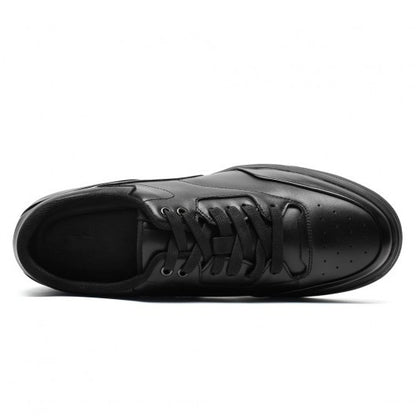 9-LIONS Casual Elevator Shoes For Men - Black Leather Raised Heel Shoes 6CM | 2.36 Inches