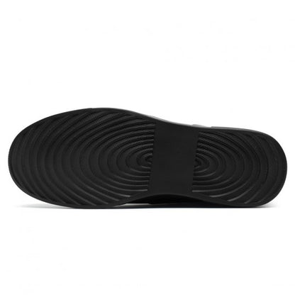 9-LIONS Casual Elevator Shoes For Men - Black Leather Raised Heel Shoes 6CM | 2.36 Inches