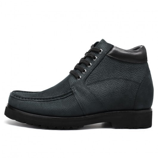9-LIONS Height Increasing Boots For Men - Black Nubuck Square Toe Boots 10CM | 3.94 Inches