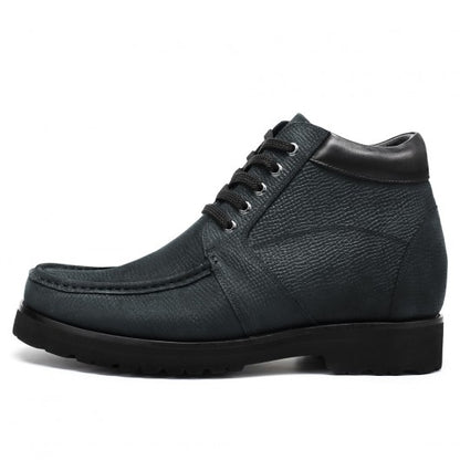 9-LIONS Height Increasing Boots For Men - Black Nubuck Square Toe Boots 10CM | 3.94 Inches