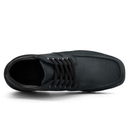 9-LIONS Height Increasing Boots For Men - Black Nubuck Square Toe Boots 10CM | 3.94 Inches